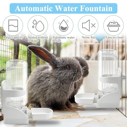 kathson 2 PCS Rabbit Water Dispenser for Cage 17 Oz Hanging Guinea Pig Water Bottle No Drip Gravity Automatic Bunny Water Bottle No Leak Small Animal Water Bottle for Chinchilla Ferret Hamster（White） - color: White, size: 2 PCS