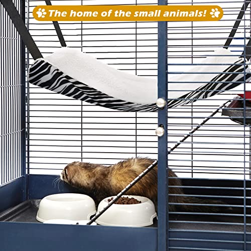 Jetec 2 Pack Cat Hammock for Cage, Catio Accessories Reversible Soft Cats Bed with Adjustable Straps and Hooks Double-Sided Linen and Fleece Hanging Hammock for Cats, Kitten(Zebra, Tiger Stripes,M) - size: M