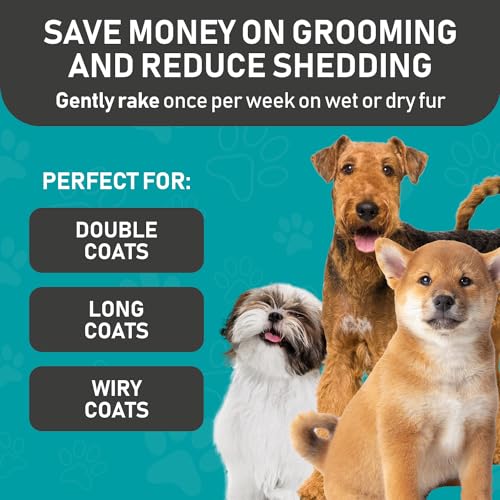 Maxpower Planet Pet Grooming Brush and 2X Grooming Gloves Combo - Double Sided Dematting, Deshedding Undercoat Rake for Dogs and Cats - Reduce Shedding Easily - Blue | Cat & Dual-Sided Rake, Dematting, Adjustable Fit, Machine Washable, Dog Brush for shedd