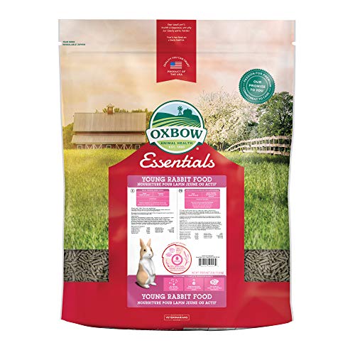 Oxbow Essentials Young Rabbit Food, High-Fiber Rabbit Pellets, USA, 25 lb | Bunny Food for Young Rabbits, Made with High Fiber Oxbow Hay, Vitamins & Minerals, Uniform, Prevents Selective Feeding - size: 25 Pound (Pack of 1)