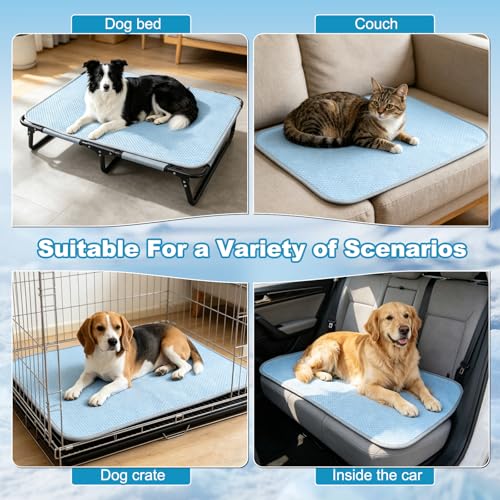 Large Dog Cooling Mat Ice Crystal Heat Dissipation,36x24in | Ice Crystal Structure,Cooling Fabric,Reinforced Design,Non-Slip Bottom