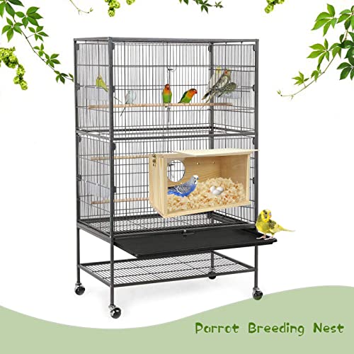 Parakeet Nesting Box Cockatiel Nesting Natural Pine Bird Nest Bird Breeding Box House Acrylic Transparent Bird Box with Detachable Wooden Board for Lovebirds Cockatiel Budgie Conure Parrot S - size: S(9.1*5.7*5.7 inch)