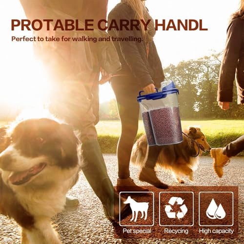 TIOVERY Dog Food Storage Container, 5-7 Lbs Airtight Pet Food Container, Cat Food Container Dispenser with Portable Handle, Pouring Spout and 4 Seal Buckles for Dogs Cats 2 Pack Blue - color: Blue 6Qt + 3Qt