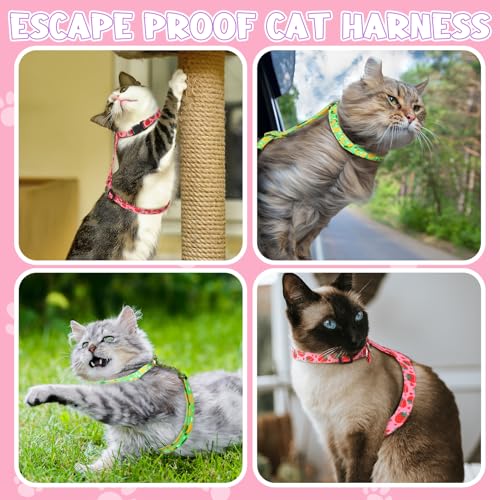 2 Pack Cat Harness and Leash Escape Proof Adjustable Cat Harness with Leash | Lightweight Soft and Comfortable for Small Medium Cats Safe Walking and Travel - color: Pink,Green