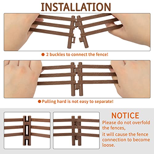 Toymany 24PCS Plastic Corral Fencing Playset Accessories for Farm Animals Figurines, Cake Toppers - Educational Gift for Kids and Toddlers - style: Brown(24PCS)
