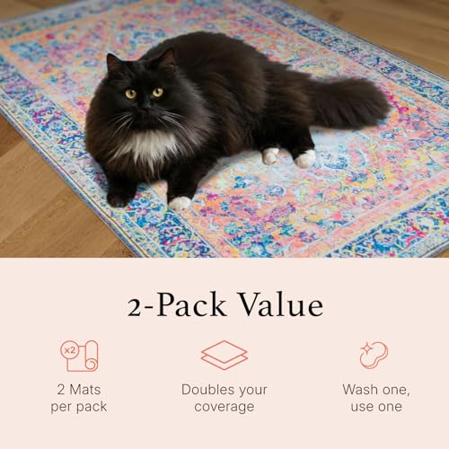 Lovewag Cat Litter Mat, Litter Box Mat, Blue Mesa, 28x41, 2 Pack | Washable litter mat cover, kitty litter mat & cat mat for litter box, litter trapping mat, prevents tracking, multi-cat - color: Blue Mesa, size: 28x41 inches (Pack of 2)