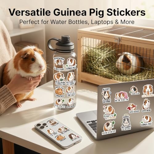 20PCS Guinea Pig Stickers - Cute Hamster Stickers, Funny Cartoon Animal Vinyl Decals for Laptop Water Bottle Notebook Phone Skateboard, Guinea Pig Lover Gift Aesthetic Pet Stickers - style: Guinea Pig Stickers