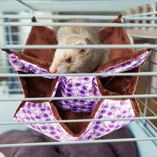 Weewooday 3 Pcs Rat Hammock 3 Tier Ferret Hammock Cage Hanging Bed Cage Accessories for Pet Guinea Pig Hamster Parrot Sugar Glider Ferrets Rat Chinchilla Playing Sleeping(Blue, Purple, Green) - color: Blue, purple, green