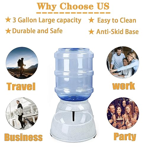 Automatic Dog Water Dispenser, 3 Gallon| 11L Gravity Automatic Pet Water Dispenser Station, Pet Waterer for Dogs and Cats, Large Capacity Water Feeder