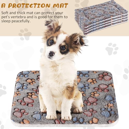 4 Pack Ultra Soft Dog Cat Bed Mat Small Animal Guinea Pig Bed with Cute Print Reversible Fleece Dog Crate Kennel Pad Cozy Washable Thickened Hamster Pet Beds Mat(23 x 18 Inches,Gray) - color: Gray, size: 23 x 18 Inches