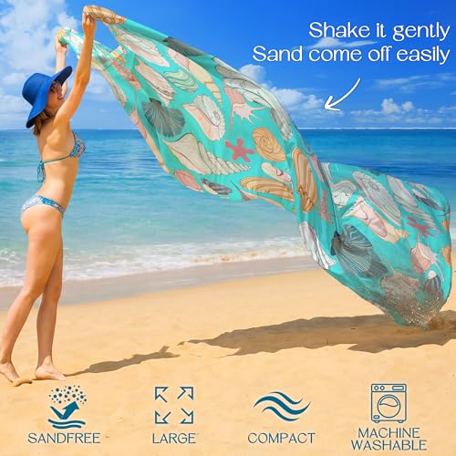 BYDOLL Beach Blanket Waterproof Sandproof,78''X81''/78''X110'' Large Sand Free Oversized Lightweight Sand Resistant Blanket, Picnic Mat for Beach Travel Camping Hiking Essentials - color: Conch, size: 78''X81"