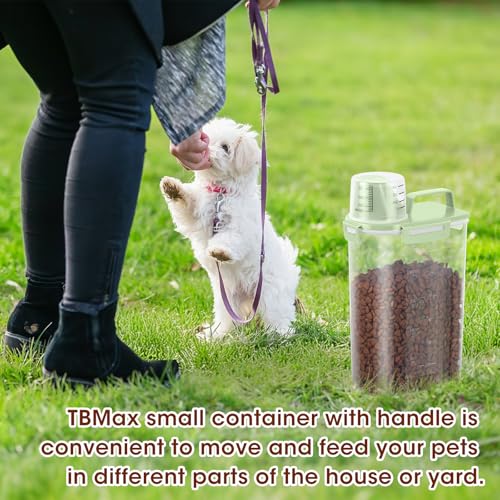 TBMax Small Dog Cat Food Storage Containers 2 Pack, Travel-Friendly Pet Food Container with Spout & Measuring Cup, Kid-Friendly Pet Feeding Dispenser, Portable Dog Treat Bird Seed Container - color: Green -2Pcs 3Qt