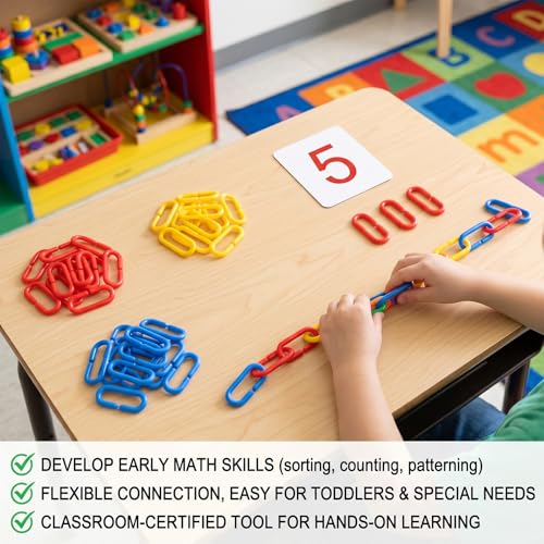 500Pcs Rainbow C-Clips Plastic Chain Links, Bird Swing & Climbing Chain Cage Toy Clips & Hooks, Interlocking C-Clip Bird Cage Accessories for Sugar Glider Rat Parrot Bird, Children's Learning Toy