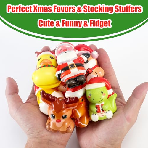 24PCS Christmas Squishy for Party Favors Gifts, Stress Relief Toys for Goodie Bags Pinata Fillers, Stocking Stuffer for Kids, Treasure Box Carnival for Prizes Rewards, Fidget Squeeze Advent Calendar - style: Christmas