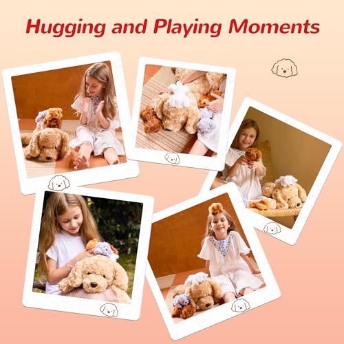 Dog Stuffed Animals Toys Gifts for Girls, Puppy Mommy with 4 Baby Puppies | Cute Stuffed Plush Toys Set for Toddlers Kids Ages 0-8+, Christmas Birthday Baby Shower Party Decor Storytime Companion Gifts - style: Dog