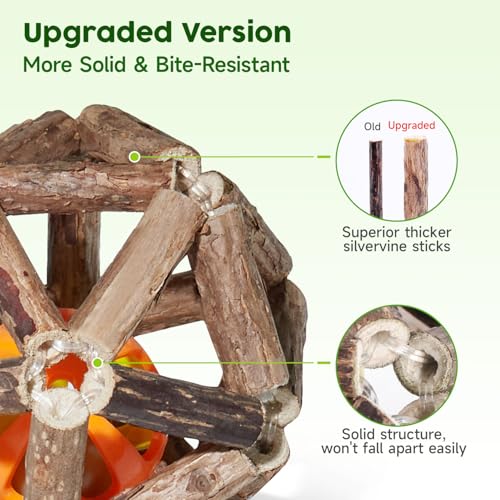 Potaroma Catnip Toys, 3Pcs Cat Toys Natural Silvervine Stick Cage Balls & Bell Ball for Indoor Cats, Kitten Cleaning Teeth Molar Matatabi Cat Chew Toy All Breeds | Kitten Cleaning Teeth Molar Matatabi Cat Chew Toy for Indoor Cats All Breeds with Bell