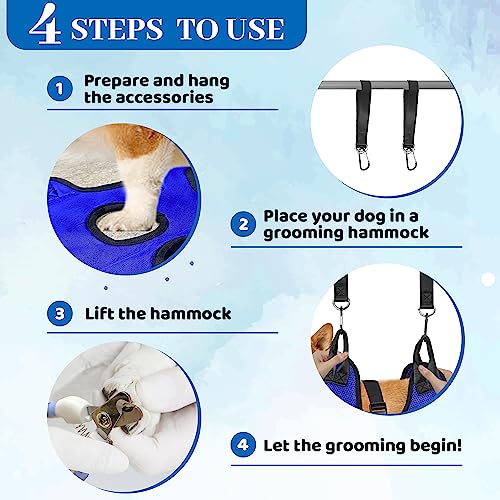 PatiencET Dog Grooming Hammock Kit | For Cats & Dogs up to 17 lb, Hanging Harness and Sling for Nail Trimming, Includes Clippers/Trimmer, File & Comb, Blue S - color: Blue, size: S (17 LB Max)