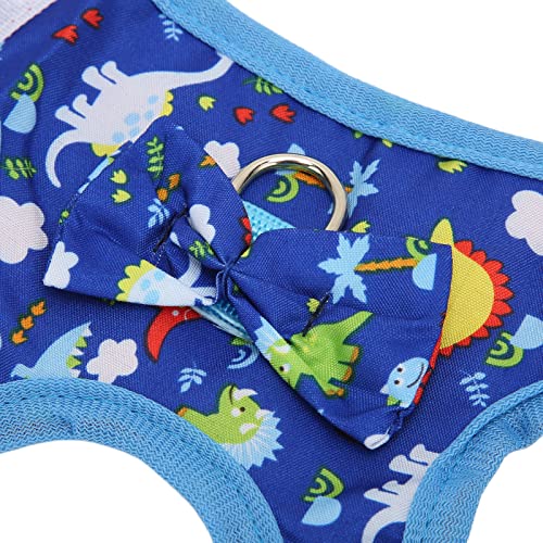 Bunny Harness Leash Set, Escape Proof Adjustable Walking Vest for Outdoor Walks Small Pets Polyester Nylon Cartoon Dinosaur 1 Set
