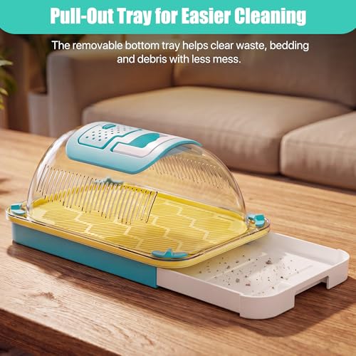 Small Animal Carrier & Insect Carrier with Clear View Lid | Ventilated Habitat Box & Removable Tray for Hamsters, Lizards, Hermit Crabs, Insects, Butterfly Habitat Observation - color: BLUE