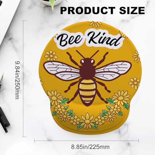 Cute Bee Mouse Pad with Gel Wrist Support, Smooth Surface Ergonomic Mouse pad, Non-Slip Pain Relief Desk Mat for Gaming, Work & Office Desktop - color: Cute Bee