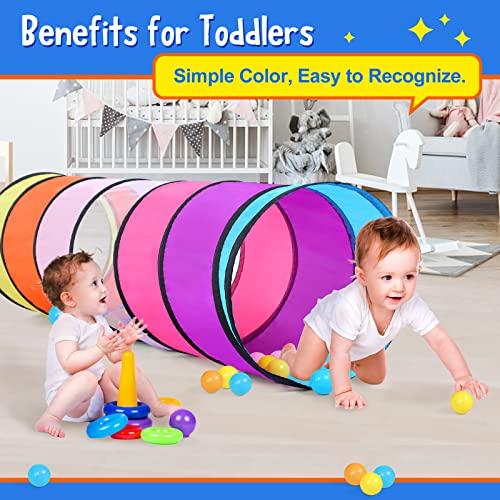 Colorful Play Tent Tunnel for Babies, Toddlers, Kids - with Mesh Windows, Indoor Outdoor Pop Up Tunnel Toy Gift - style: Pink