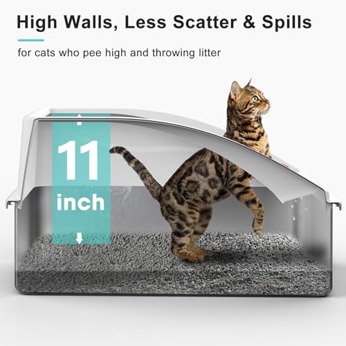 AIPERRO Stainless Steel Litter Box | XL Enclosed Cat Litter Boxes with Lid for Big Cats | High Sided, Anti-Urine Leakage | Non-Stick Bottom & Includes Litter Mat & Metal Scoop - color: Silver Grey, size: X-Large