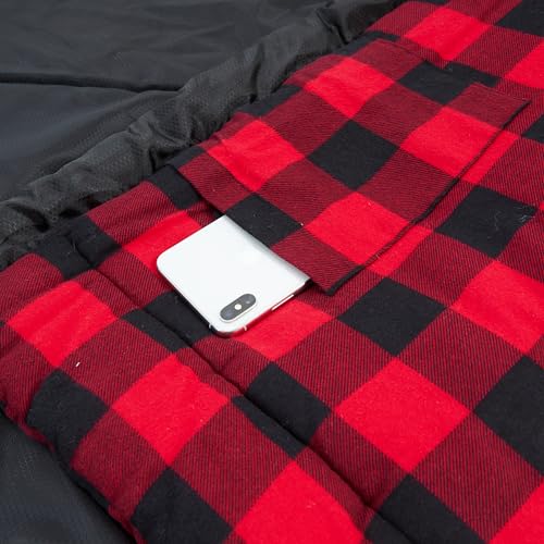 PO PO BEAR Zero Degree Sleeping Bag for Adults 100% Cotton Flannel Tall and Big - color: Black（0 F）, size: 84" x 40" Right Zip