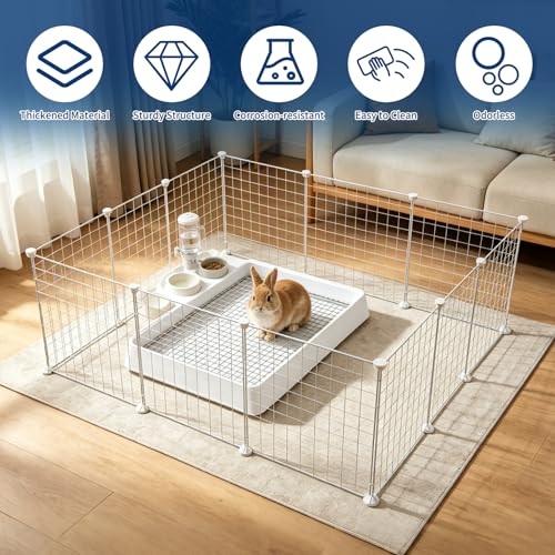FHTONGE Low Entry Rabbit Litter Box Training Tray with Large Steel Grids | Rectangular Small Amimal Litter Pan Trainer Tray for Rodent Bunny Guinea Pig Hamster Ferret Chinchilla Hedgehog Chipmunk - color: 0.5" Stee Grids + 0.4" PP Grids, size: 14.6x12x2.6