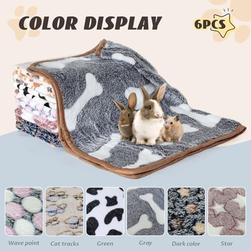 YedsIntu 6 Pcs Absorbent Guinea Pig Blankets Washable Small Animal Fleece Bedding Cage Liners Reusable Pet Pee Pad Sleep Mat Pad Cover for Hamster Ferret Rabbit Chinchilla Hedgehog (16"x24") - color: 6 Black Bulk, size: 16" x 24"