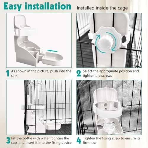 kathson 2PCS Rabbit Water Bottle, 17oz Hanging Water Fountain Automatic Dispenser No Leak WaterFeeder for Bunny Chinchilla Guinea Pig Hedgehog Ferret - size: 2PCS Water Dispenser, White