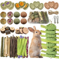 68pcs DIY Rabbit Chew Toys,Rabbit Toy for Bunnies Boredom | Hanging Rodent Dental Toy with Papaya Stems Sweet Bamboo Hamsters, Chinchillas, Guinea Pigs
