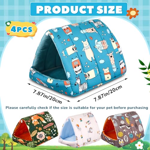 Cinnvoice 4 Pcs Guinea Pig Hideout, Guinea Pig Bed Tunnel, Rabbit Washable Small House Cage Accessories for Bunny Hedgehog Mouse Chinchillas Hamsters Ferrets Bearded Dragons Rats(Forest,7.9 in) - size: 7.9 in, style: Forest