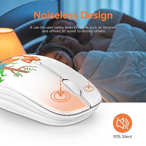 FMOUSE Cute Cartoon Silent Wireless Mouse, Dual Mode Bluetooth & USB 2.4G | Kawaii Fox Pattern, Ideal for Kids Back to School & Office | AA Battery Powered | Compatible with Laptop Mac iPad Tablet - color: Fox