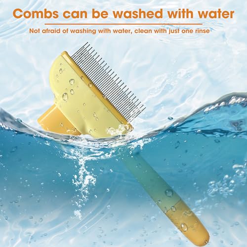 Cat Hair Brush & Dog Brush, Deshedding Brush for Long or Short Haired Pets, Removes Loose Fur, Durable Stainless Steel & ABS Design (yellow) - color: yellow 1pc