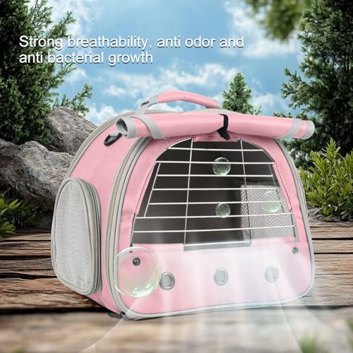 Portable Small Animal Carrier Bag with Metal Fence for Great Ventilation, Pet Travel Carrier Cage for Guinea Pigs Hamster Rabbit Bunny Squirrel Tortoise Sugar Glider - color: Pink