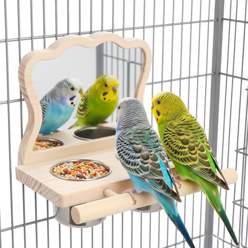 Natural Wood Bird Perch, Parrot Cage Accessories, Suitable for Parakeets, Cockatiels, Lovebirds, Tool-Free Adjustable Bird Cage Supplies & Bird Toys - size: 2