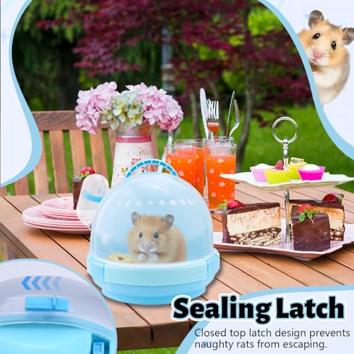 Blue Portable Hamster Carrier with Water Bottle & Handle, Breathable Guinea Pig Travel Cage, Pet Small Animal Carrier Carrying Case for Gerbils Mice Hedgehog Outgoing Transport (7" x 6.2") - color: Blue