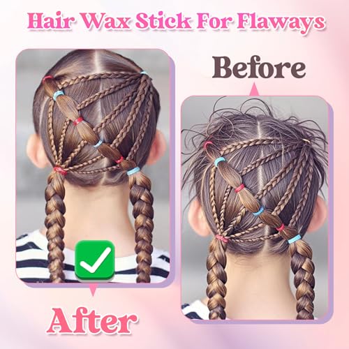 Hair Wax Stick, 5PC Boar Bristle Slick Back Hair Brush, Wax Stick for Flyaways, Rat Tail Comb Edge Brush Styling Tool Set Accessories for Women Girls(Pink) - color: 5 Piece (Pink)