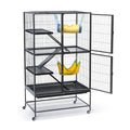 Prevue Pet Products Feisty Ferret Home with Stand, Black Hammertone with Hammock and Suede Ferret Tunnel 485 - style: Feisty Ferret Cage Bundle