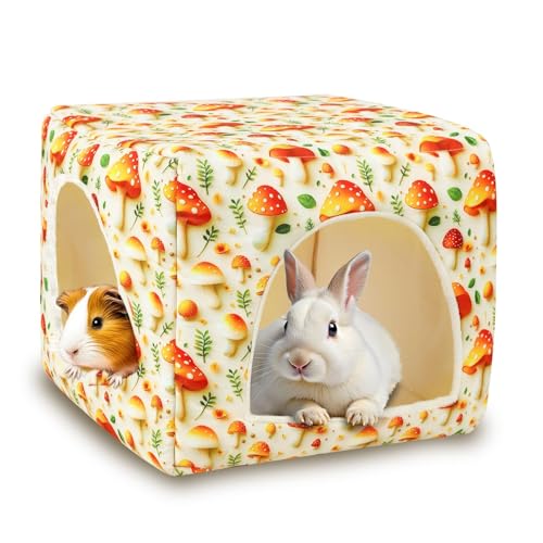 UPINS Guinea Pig Hideout,Washable Small Pet Bed House for Guinea Pigs Ferret Chinchilla Hedgehog Bunnies Rabbit - color: Mushroom