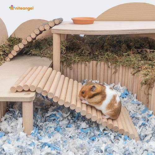 Niteangel Hamster Climbing Ladder Wooden Suspension Bridge for Guinea Pigs Rats Hedgehog Gerbils Mouse Sugar Glider and Other Small Animals (Small) - size: 11.4" x 5.9"