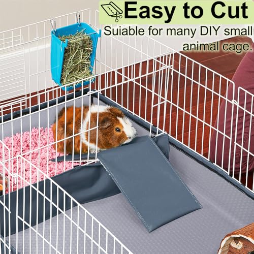 Washable Guinea Pig Bedding Cage Liner Waterproof Rabbit Bedding, Easily Cut to Suit Cage and Reusable Pads for Guinea Pigs, Rabbits, Hamsters, Gerbils, and Chinchillas,18"×79", 2pcs, Grey Mat - color: 2 PCS Grey 18"×79"