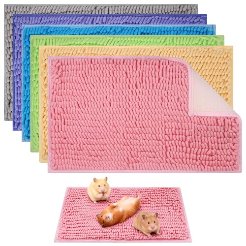 6 Pcs Guinea Pig Cage Liner, 20x12 Inch Washable Fleece Bedding Mat | Reusable Guinea Pig Bedding & Pee Pads for Small Animals, Rabbit - color: 6 colors, size: 20x12 Inch