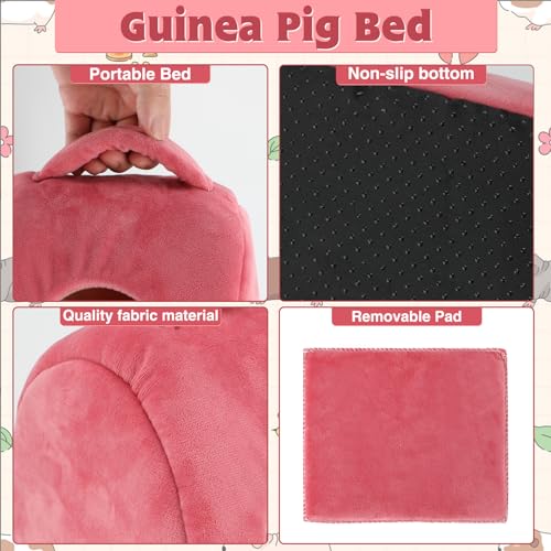 YUEPET Guinea Pig Bed 2 Pack, Washable Guinea Pig Cage Accessories Small Animal Bed Hideout for Guinea Pigs Chinchillas Hamsters Hedgehogs (Handbag and Bear) | Guinea Pig Hideout, Guinea Pig House, Soft Plush Fabric, Washable Beds, Anti-Slip Bottom, Handb