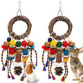 Bunny Chew Treats Toy for Teeth, 2PCS Rabbit Cage Hanging Chew Toys and Rattan Ring with Snack,Natural Material Chinchilla Treats Toys for Guinea Pig Gerbils Hamster Rat Teeth Grinding - color: 2PCS Classic