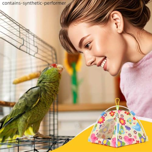 Bird Tent Bed for Parakeets, Cozy Cage Accessories for Small Birds | Dual-sided mat, washable fleece, hanging design, fits budgies lovebirds finches parrotlets, all-season use, easy install