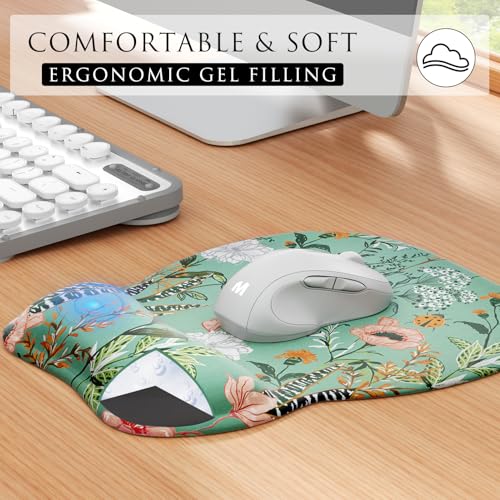 MROCO Ergonomic Mouse Pad Gel Wrist Rest, 9.4 x 8.1 in, Garden Whispers | Ergonomic Shape Design, Multiple Pattern Options, Gel Wrist Comfort, Smooth Lycra Surface, Non-Slip PU Base - color: Garden Whispers