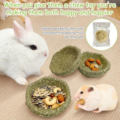 12 Pack Rabbit Chew Toys for Teeth Timothy Hay Chewing Bowl Natural Guinea Pig Treat Edible Small Animal Molar Toys for Bunny Chinchilla Hamster Gerbil Rat - color: Green