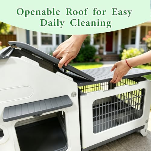 Rabbit Hutch Outdoor Indoor Plastic Bunny Cage Enclosure Guinea Pig Cage | Chew-Proof, Waterproof Rabbit House, Pet House for Small Animals - size: 43.5"L x 20.0"W x 26.7"H