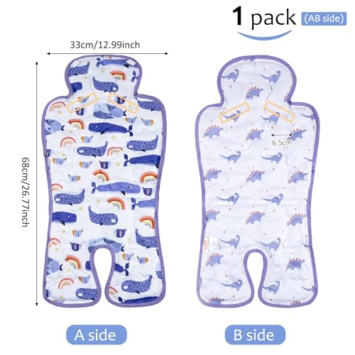Gel Car Seat Cooler Pad,1 Pack Double Sides-Universal Baby Stroller Ice Cushion Mat,Summer Cooling Seat Liner,Multifunctional Suitable for Baby Dining Chair,Child Safety Seat(Whale + Blue Dinosaur) - color: Whale + Blue Dinosaur